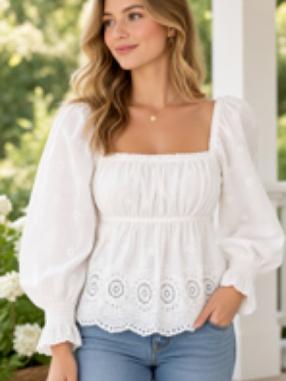 Beautiful Square neck eyelet top